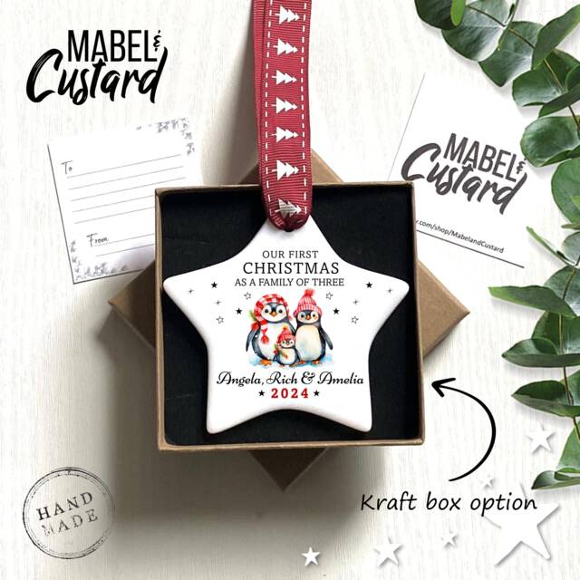 First Christmas As A Family Of Three - New Gift Tree Decoration Home Bauble Couples Baby - image 1