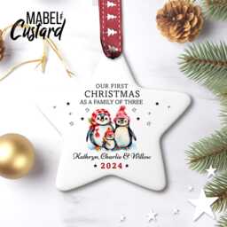 First Christmas As A Family Of Three - New Gift Tree Decoration Home Bauble Couples Baby - thumbnail 3