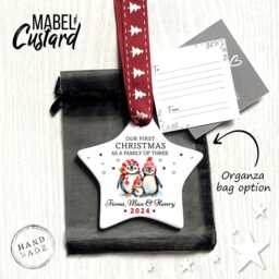 First Christmas As A Family Of Three - New Gift Tree Decoration Home Bauble Couples Baby - thumbnail 2