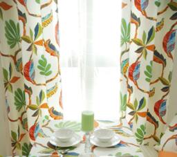 Window Curtain Panel/Window Treatment/Bedroom Drape/Kitchen/Child Playroom/Bathroom Shower Curtain/Nursery-Summer Palm Tropical, Gift - thumbnail 1