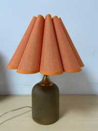 Handmade Orange Fabric Table Lamp Ceramic Base Home Decor - thumbnail 1