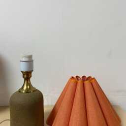 Handmade Orange Fabric Table Lamp Ceramic Base Home Decor - thumbnail 2