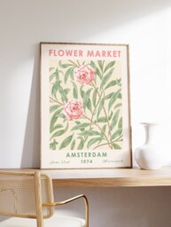 Flower Market Amsterdam Poster, Art Print, Floral Wall Decor, Garden Art, Gift, A1/A2/A3/A4 - thumbnail 1