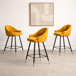 Bar Stools Rose With Black Metal Base - thumbnail 3