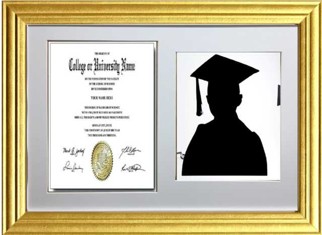 Graduation Double Photo Frame For 1 A4 Certificate & 8x10'' Photograph Gold - image 1