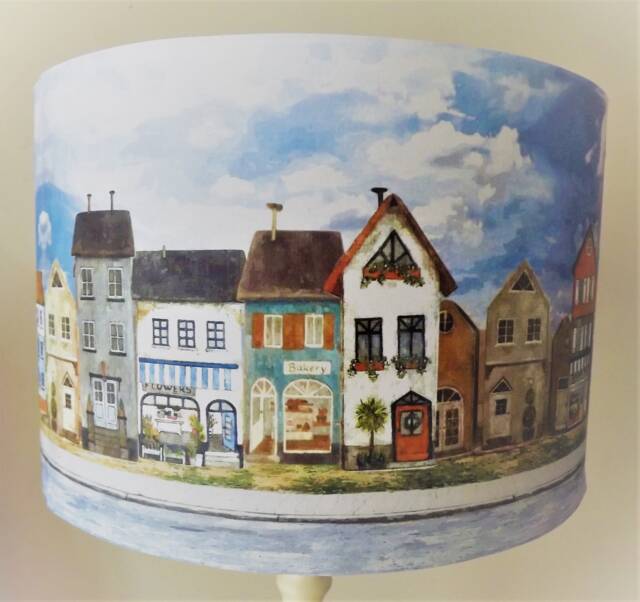 Village Street Lampshade, Shabby Chic , Shaker Style, Rustic House, Free Gift - image 1