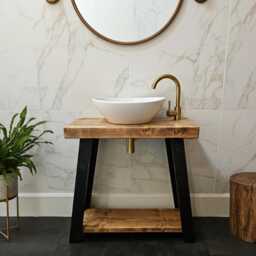 Bathroom Vanity Unit - Wooden Rustic Handmade Storage UK Industrial Sink