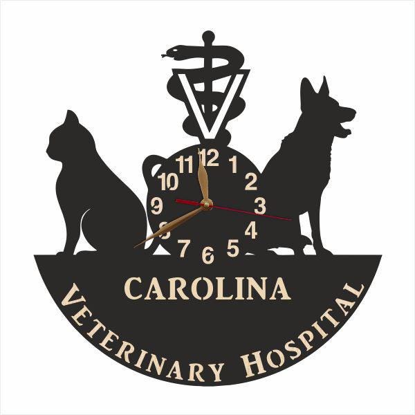 Wall Clock Vet Clinic, Veterinary Clinic Sign, Custom Non-Ticking Large 12 Or 18 Inches - image 1
