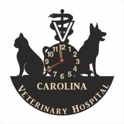 Wall Clock Vet Clinic, Veterinary Clinic Sign, Custom Non-Ticking Large 12 Or 18 Inches - thumbnail 1