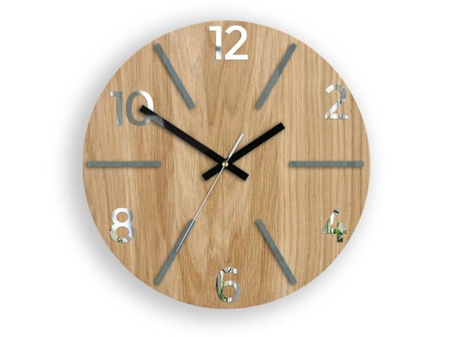 Wood Clock, Large Wall Wall Clock, Aksel Gray, Gift, Decor, Unique Wall, Oak, Clocks, Mirror Gray - image 1
