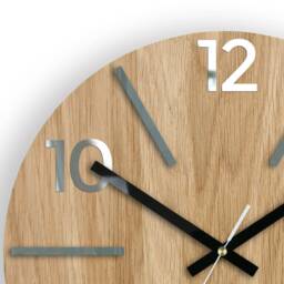 Wood Clock, Large Wall Wall Clock, Aksel Gray, Gift, Decor, Unique Wall, Oak, Clocks, Mirror Gray - thumbnail 2