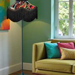 Handmade Black Botanical Velvet Lampshade With Fringe - thumbnail 3