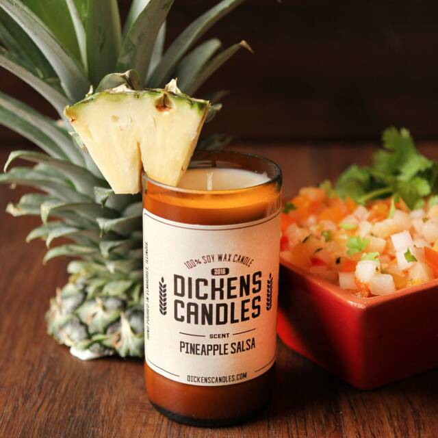 Beer Bottle Candle - Pineapple Salsa 100% Soy Wax Scented Handmade & Recycled Made By Hand in Illinois, Usa - image 1