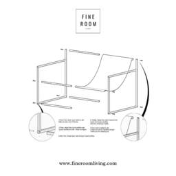 Anthracite Sling Armchair Black Steel Frame, Modern Scandinavian Style - thumbnail 4