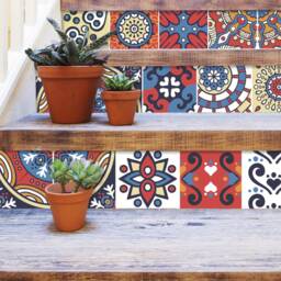Uxmal Tile Stickers, Maya Tile, Talavera, Suitable For Wall & Floor, Waterproof, All Sizes, Winter Collection 2018, Pack 24, Skummtw - thumbnail 3