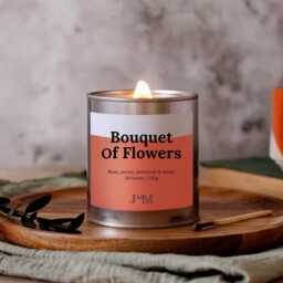 Bouquet Of Flowers Wood Wick Candle. Mothers Day Candle Gift Set Floral Scent - thumbnail 2