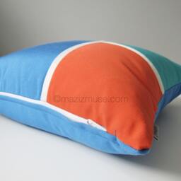 Two Colorful Sunbrella?? Outdoor Pillow Covers in Modern Color Block, Melon, Aruba & Capri Blue Cushions For Pool/Patio Mazizmuse - thumbnail 3