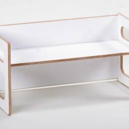 Tim Play Table in White Lacquer, For The Modern Children's Room, Toddler, Can Also Be Used As A Bench. Two Seat Heights - thumbnail 3