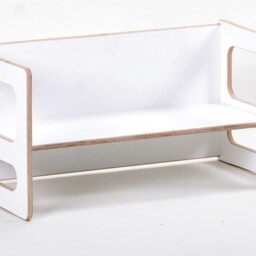 Tim Play Table in White Lacquer, For The Modern Children's Room, Toddler, Can Also Be Used As A Bench. Two Seat Heights - thumbnail 2