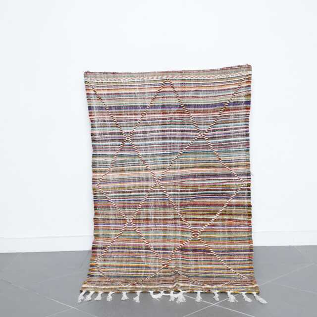 Handmade Moroccan Berber Rug Colorful Diamond Pattern Wool Flatweave - image 1