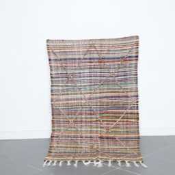 Handmade Moroccan Berber Rug Colorful Diamond Pattern Wool Flatweave