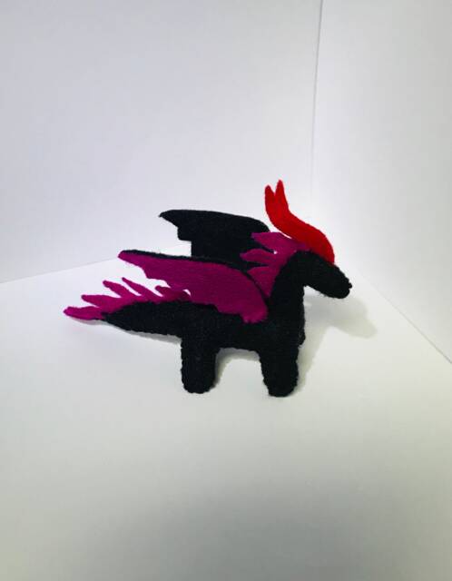 Fancy Black & Purple Felt Dragon