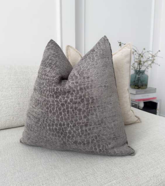 Embossed Chenille Velvet Gray Pillow Cover Square Decor Scatter Cushion - All Sizes - image 1