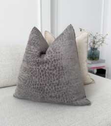 Embossed Chenille Velvet Gray Pillow Cover Square Decor Scatter Cushion - All Sizes