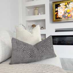 Embossed Chenille Velvet Gray Pillow Cover Square Decor Scatter Cushion - All Sizes - thumbnail 2