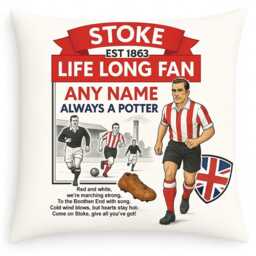 Personalised Retro Stoke City Fc Cushion. With Any Name. Football Fan Cushion - thumbnail 2