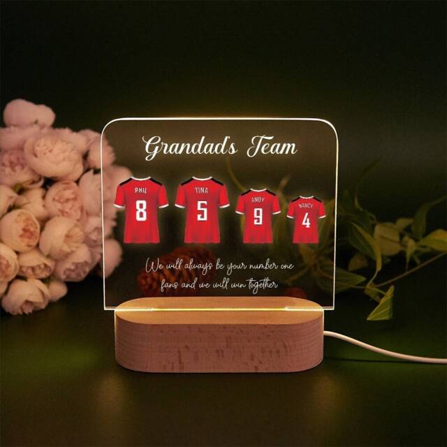 Personalised Fathers Day Football Shirt Print Lamp, Fathers Gift, Birthday Gift For Dad, Grandad, Custom Gift, Acrylic Plaque Light - image 1