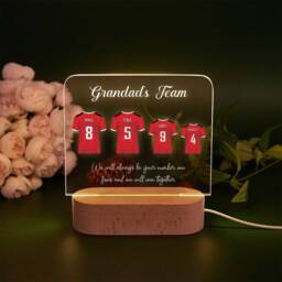 Personalised Fathers Day Football Shirt Print Lamp, Fathers Gift, Birthday Gift For Dad, Grandad, Custom Gift, Acrylic Plaque Light - thumbnail 1