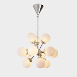 Mid Century Sputnik Chandelier, Hand Blown Glass Globes - thumbnail 2