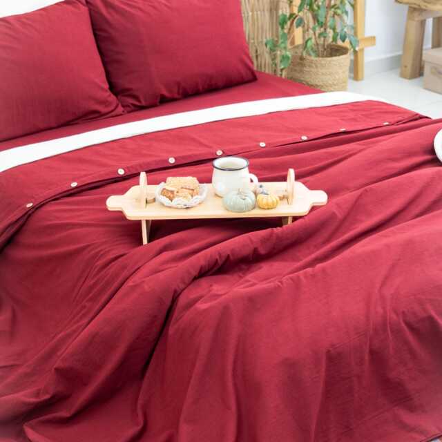 Wine Red Linen Duvet Cover Minimalist Stone Washed Bedding - image 1