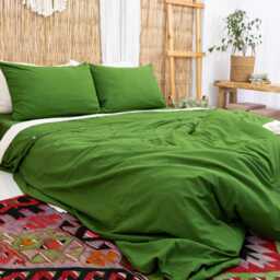 Wine Red Linen Duvet Cover Minimalist Stone Washed Bedding - thumbnail 3