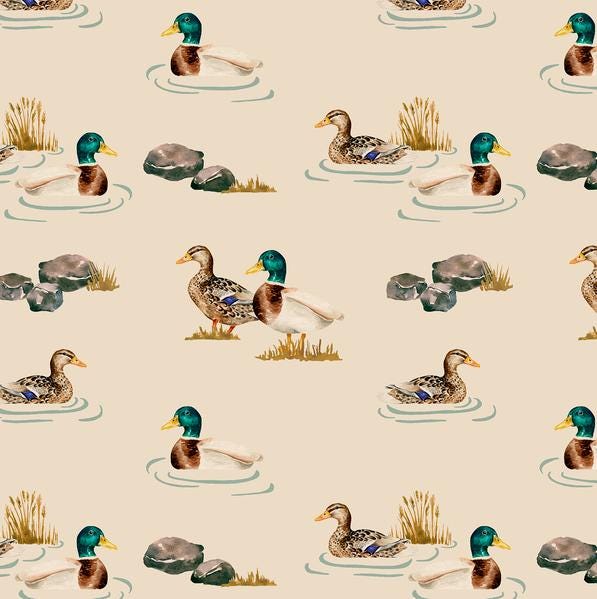 Duck Print Crib Sheet Vintage Waterfowl Baby Bedding - image 1