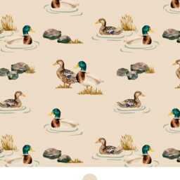 Duck Print Crib Sheet Vintage Waterfowl Baby Bedding - thumbnail 3