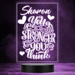 You Are Stronger Than Think Hearts Multicolour Personalised Gift Night Light - Bedroom Lamp - thumbnail 1