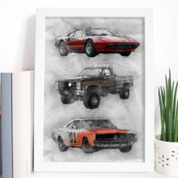 80S Tv Car Portrait Print - Magnum, Fall Guy, Dukes Of Hazzard - thumbnail 3