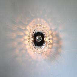 Wall Sconce Lamp, Flush Mount Or Ceiling Lighting Fixture, Vintage Oval Clear Glass Bowl Shade, Reading Light Wire in Plug - thumbnail 3