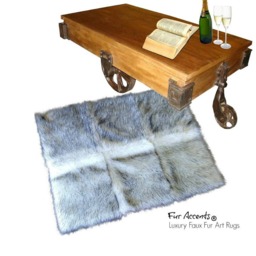 Faux Fur Area Rug - Black Tip Arctic Wolf, Plush Shag, Usa Made - thumbnail 1
