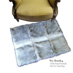 Faux Fur Area Rug - Black Tip Arctic Wolf, Plush Shag, Usa Made - thumbnail 2