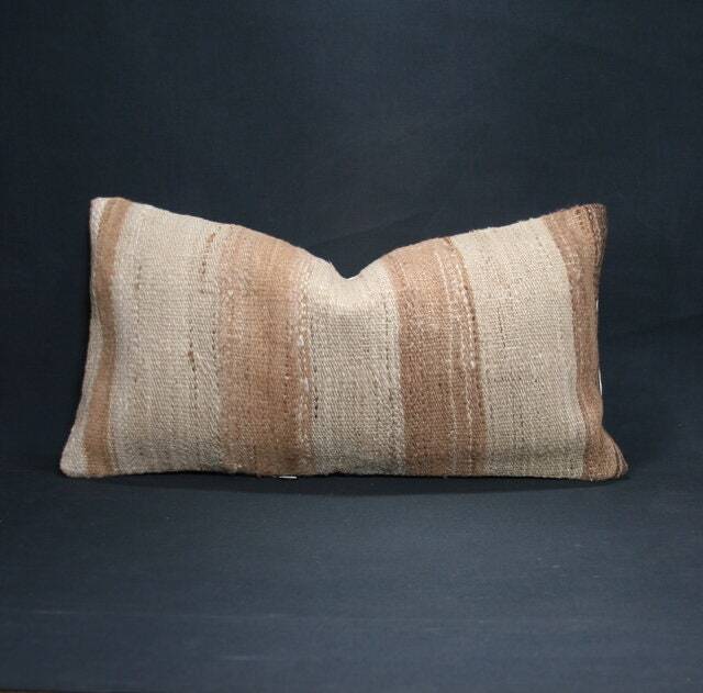 "Kilim Pillow, Wool Kilim Cousin From Anatolia , 12""x24" - image 1