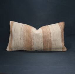 "Kilim Pillow, Wool Kilim Cousin From Anatolia , 12""x24" - thumbnail 1
