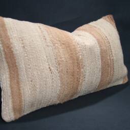 "Kilim Pillow, Wool Kilim Cousin From Anatolia , 12""x24" - thumbnail 2