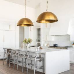 Set Of 2 Brass Dome Pendant Lights, Antique Kitchen Island Lighting - thumbnail 2