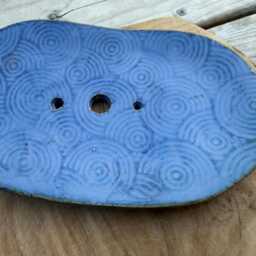Handmade Ceramic Soap Dish Blue - thumbnail 3