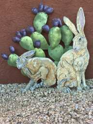 March Hares By Dhseadragon Hares & Prickly Pear Cactus Steel Sculpture