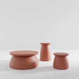 Terracotta Coffee Table Set Japandi Style Painted Mdf - thumbnail 2