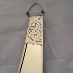 Hand Tooled Pewter Cat Mirror Whimsical Hanging Wall Art - thumbnail 3